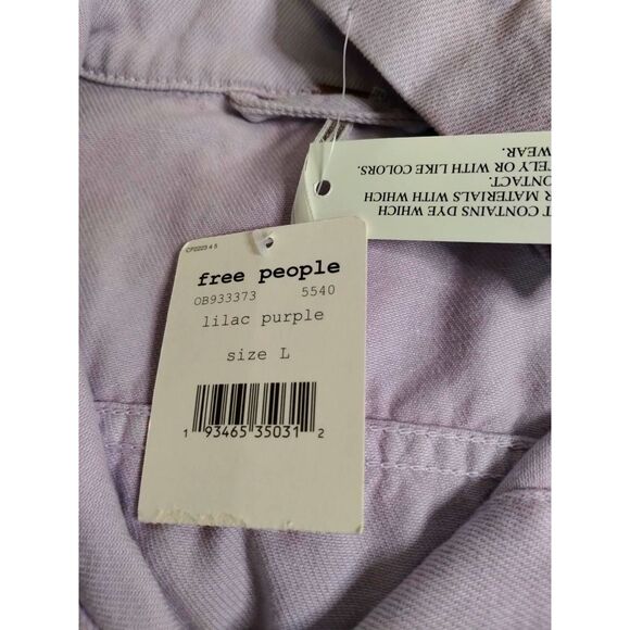 Free People Jean Jacket Womens Lilac Purple Customized Button Front Crop L - Picture 9 of 10